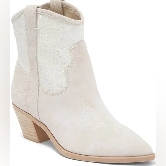 Dolce Vita Shoes - Dolce Vita Sonya Glitter Suede Cowboy Western Boots woman’s size 6 COLOR: white